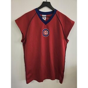 Chicago Cubs Shirt Mens Large Red MLB Baseball Majestic Vintage Style USA 90s‎